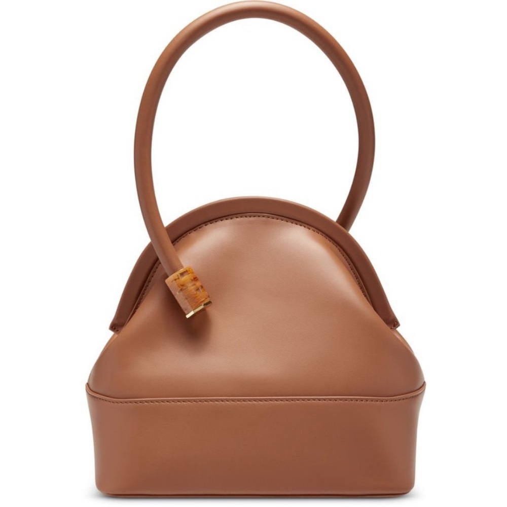 Like NEW Louise et Cie Isel Leather Toasted Almond Frame Novelty Curve Handle - Picture 3 of 13